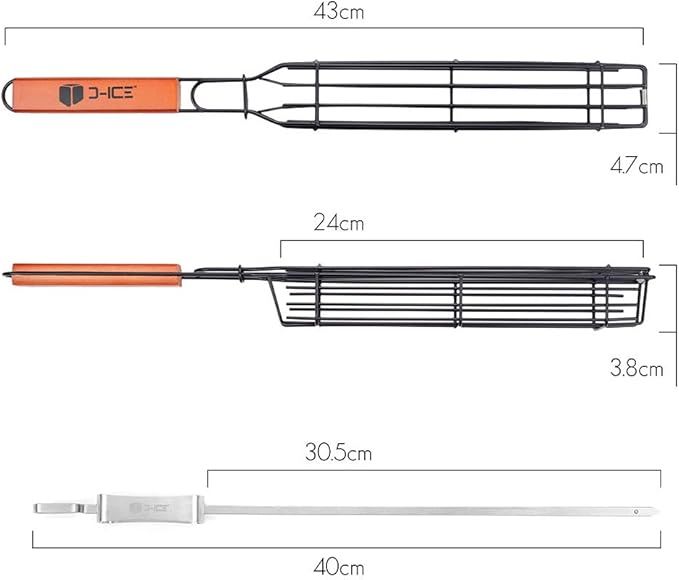 D-ICE Kebab Grilling Basket & Grilling Skewers Stainless Steel - Kabob Grilling Baskets Set of 4 ... | Amazon (US)