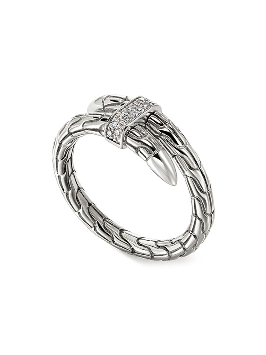 Chain Classic Spear Single Coil Sterling Silver & 0.08 TCW Diamond Ring | Saks Fifth Avenue