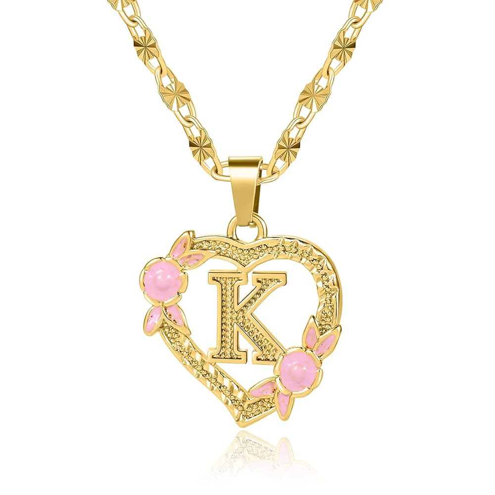 Qitian Initial Heart Necklace for Women Heart Gold Letter A-Z Name Alphabet Pendant Necklace for women Gift | Amazon (US)