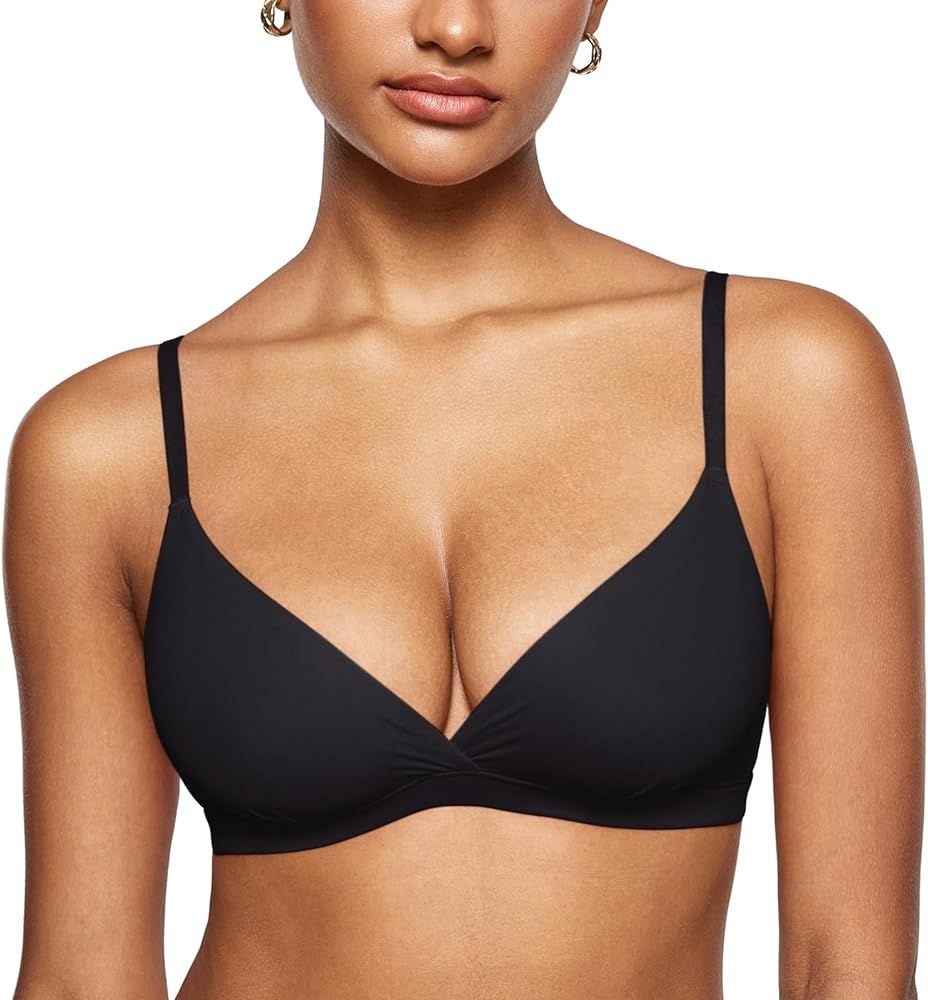 INLYRIC Women's Inbarely Triangle Bralette Comfortable Unlined V Neck Wireless Smoothing Bra Top ... | Amazon (CA)
