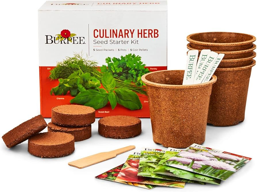 Burpee Culinary Garden Starter Kit Packets, 5 Pots, 5 Coir Pellets & 5 Plant Markers Non-GMO Herb... | Amazon (US)
