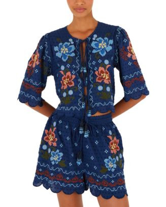 FARM Rio Stitched Garden Cover Up Blouse & Stitched Garden Cover Up Shorts | Bloomingdale's FARM ... | Bloomingdale's (AU)