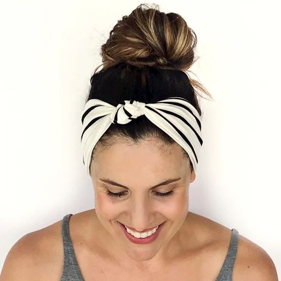 Bold Stripe Knotted Headband - Turban Headband - Wide Headband - Yoga Headband - Knotted Headband | Etsy (US)