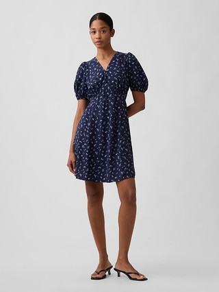 Puff Sleeve V-Neck Mini Dress | Gap Factory
