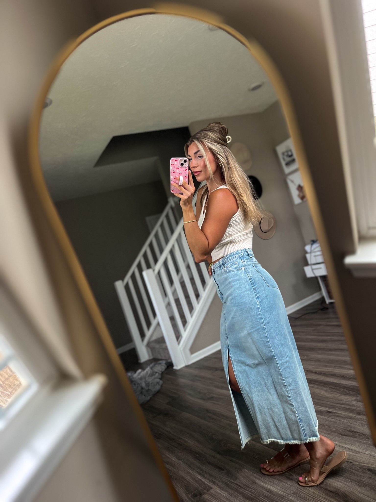 my skirt is on sale + in stock! I am in a size medium. The skirt has no stretch! 
These sandals are going to be my go to ones all summer long! Classic, dress up or down & they look expensive. True to size & they’re from Target! 

#LTKSeasonal #LTKShoeCrush #LTKStyleTip