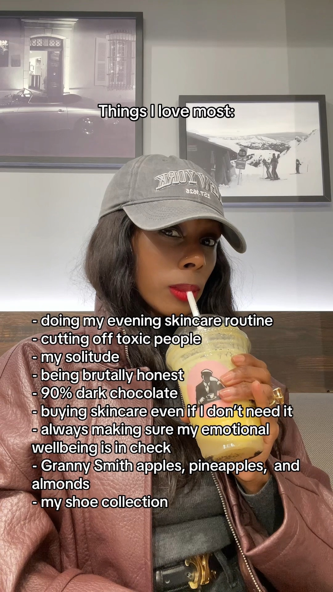 The key to happiness in life is doing the things that you love. 💕

Here’s a list of some of my favorite things, which include everything from my favorite foods to keeping boundaries and never betraying myself. 

I’ve found that if you stay true to yourself and do what makes you happy, you’ll not only live better, but you’ll be able to spread joy to others. 🫶

What are the things that you love most? 

#falljackets #burgundyjackets

#LTKStyleTip