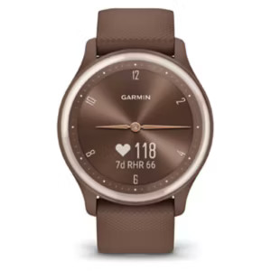 Garmin Vívomove® Sport Smartwatch - Cocoa Case and Silicone Band with Peach Gold Accents​ | Boots.com