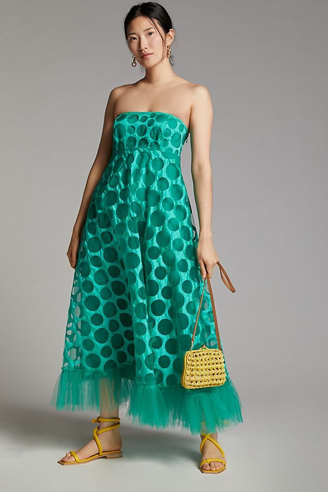 Emerald Tulle Maxi Dress | Anthropologie (US)