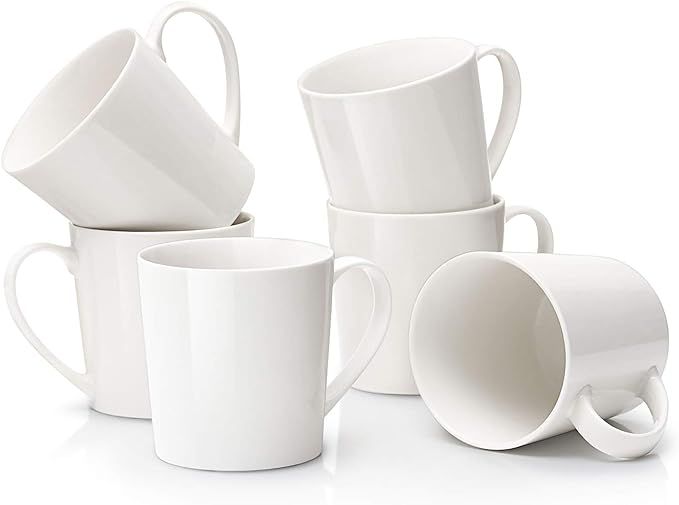 Amazon.com: DOWAN Large Coffee Mugs Set, 18 OZ White Coffee Mug Set of 6, Ceramic Mugs with Large... | Amazon (US)