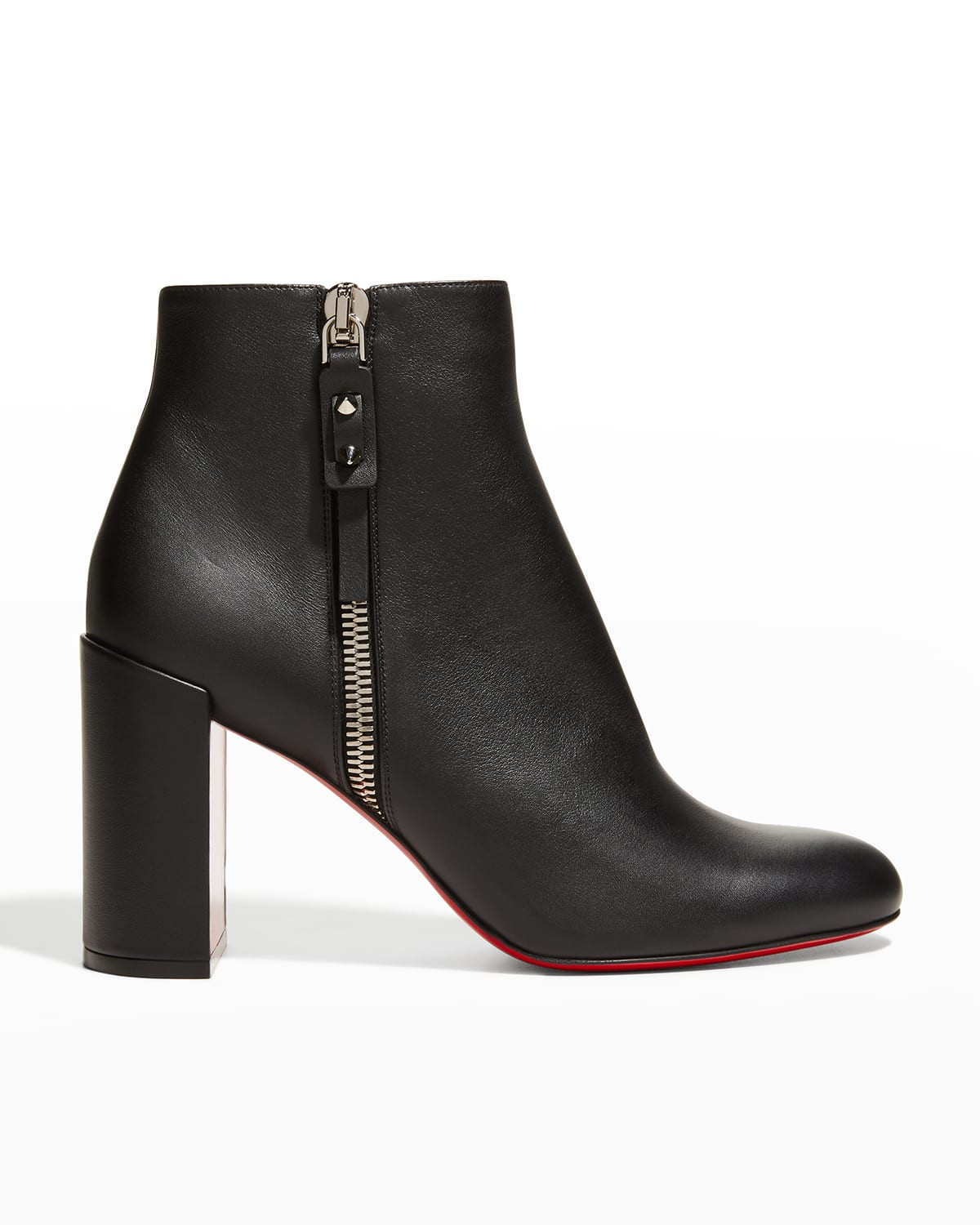 Ziptotal Calfskin Red Sole Booties | Neiman Marcus