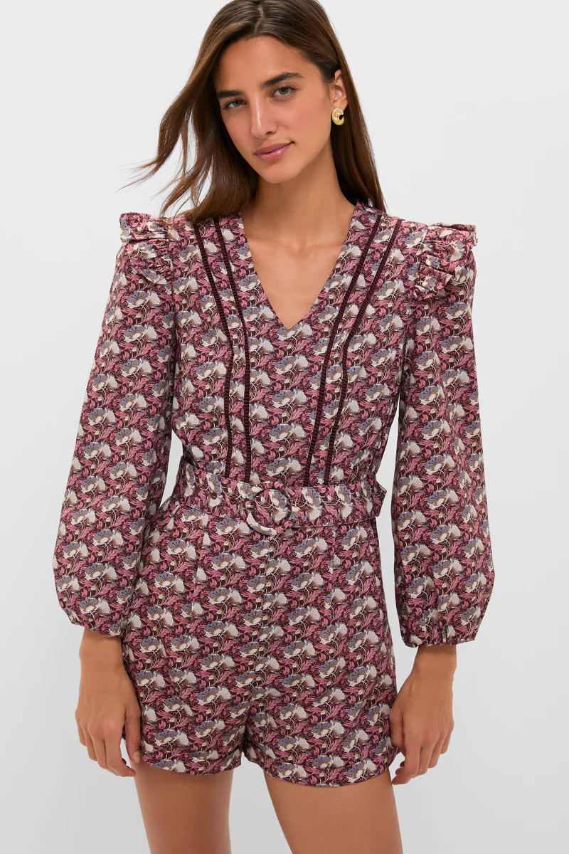 Plum Leafy Floral Jennie Romper | Tuckernuck (US)