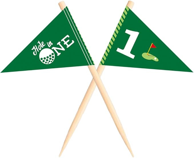 VOWFOO Golf Themed Toothpick Flags, 20 PCS Hole In One 1st Birthday Golf Cocktail Picks Mini Stic... | Amazon (US)