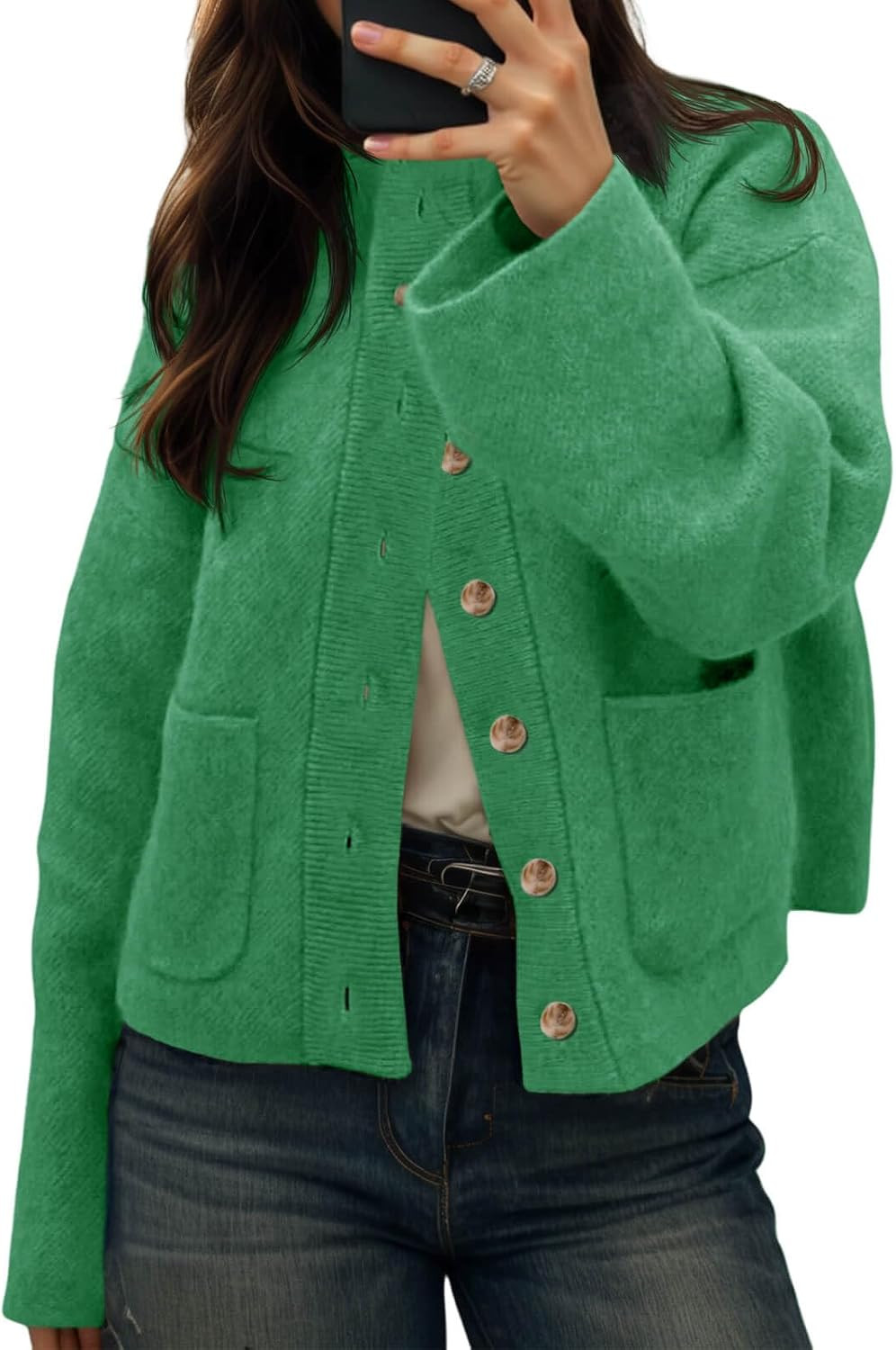 Cicy Bell Womens Chunky Knit Cardigan Sweater Button Down Open Front Jacket | Amazon (US)