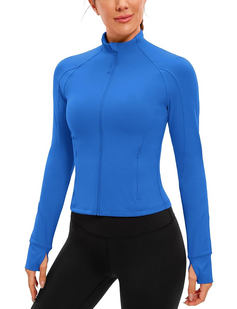 CRZ YOGA Butterluxe Womens Cropped Slim Fit Workout Jacket Weightless Track Athletic Full Zip Up ... | Amazon (US)