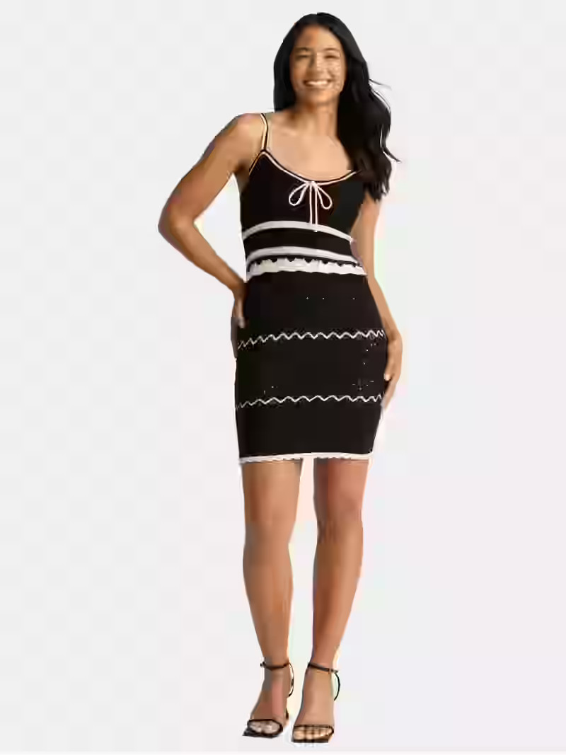 Madden NYC Women's Pointelle Knit Stripe Mini Dress, Sizes XXS-XXL | Walmart (US)
