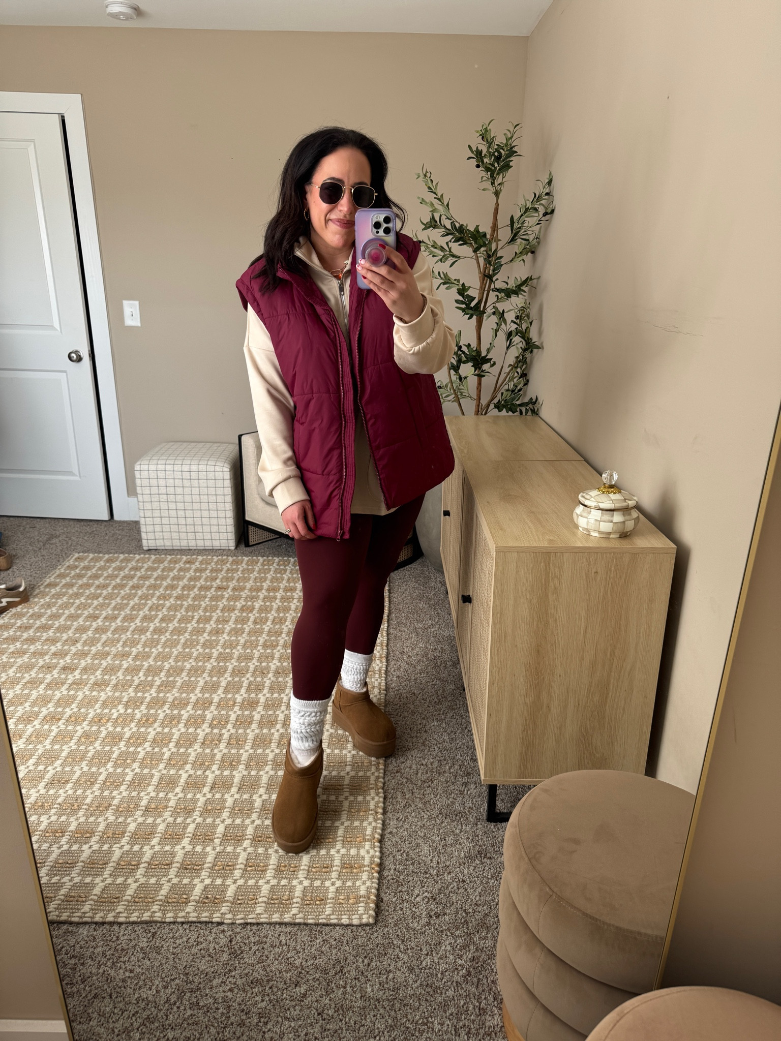 Loving this casual outfits from Amazon! Mini Ugg outfit, midsize mom outfits, puffer vest outfit, ootd 

Puffer vest: XL 
Pullover: L
Leggings: XL 
Uggs: size up one size 

#LTKMidsize #LTKWatchNow #LTKActive