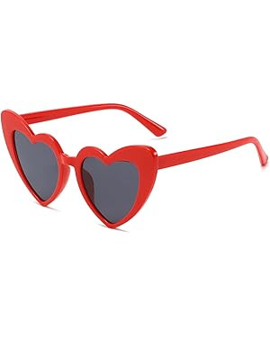 VideMundi Heart Shaped Sunglasses for Women,Vintage Cat Eye Mod Style Retro Kurt Cobain Glasses | Amazon (US)