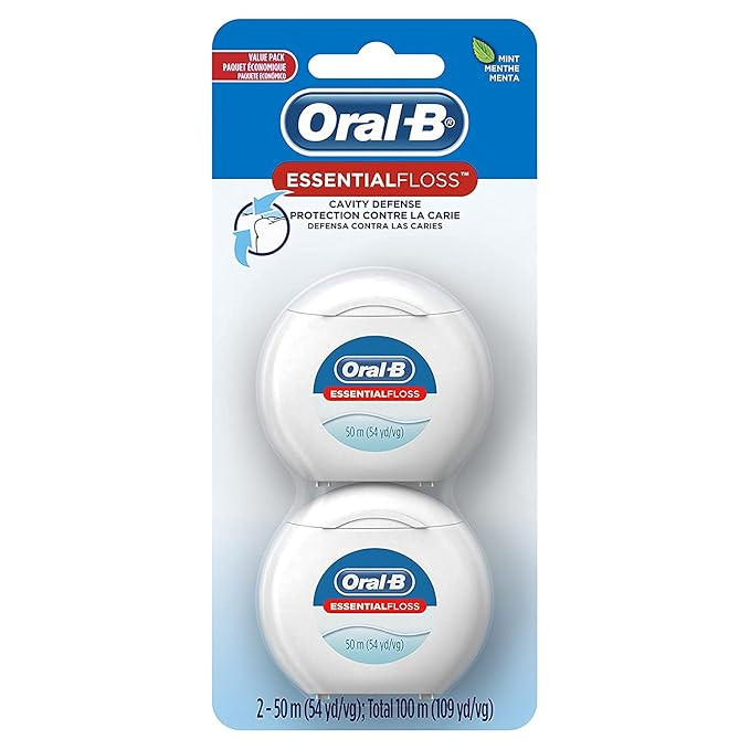 Oral-B EssentialFloss Cavity Defense Dental Floss, 50 M, 2 Pack | Amazon (US)