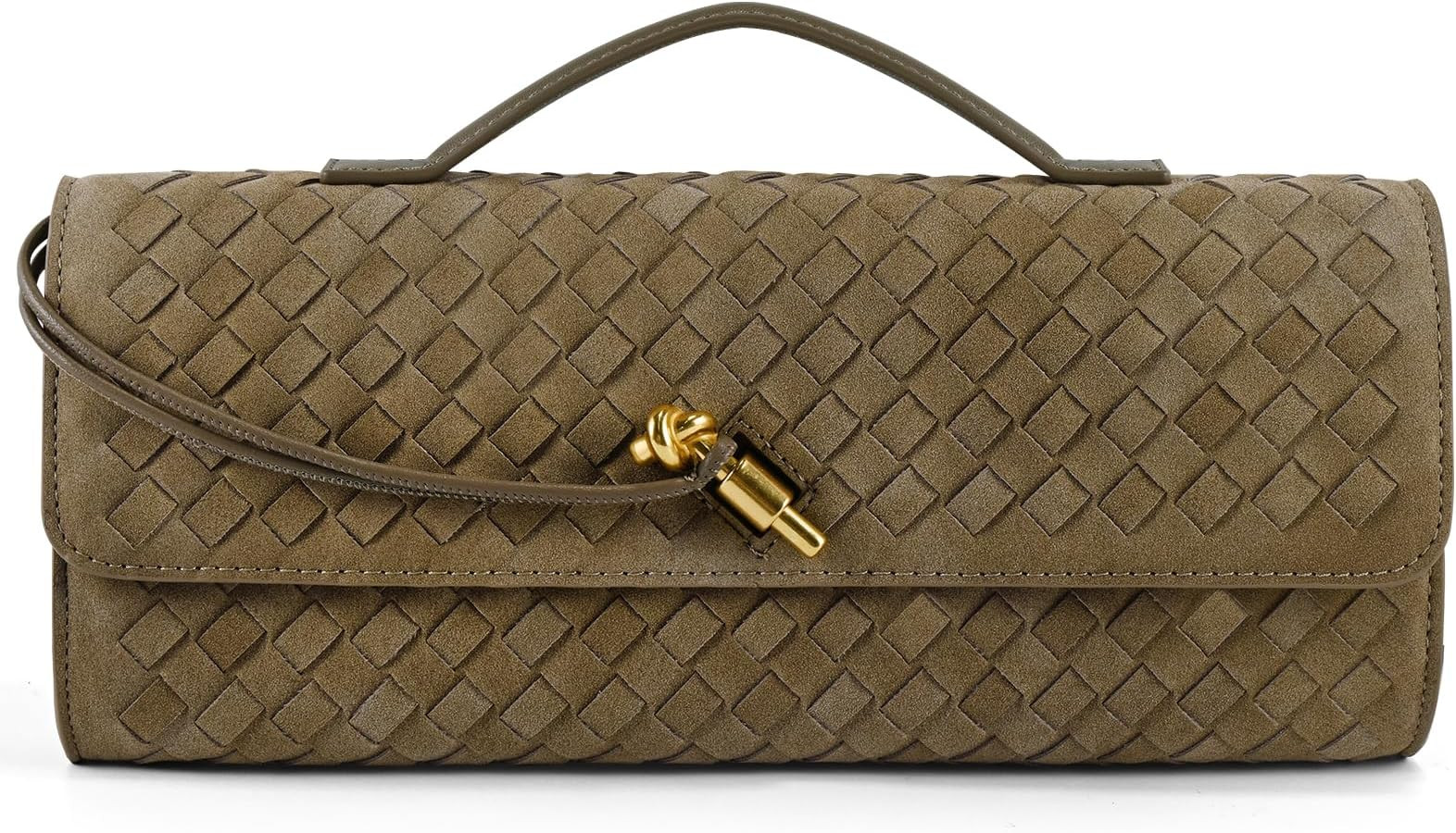 Woven Clutch Purses for Women, Formal Satchel Leather Evening Bag Shoulder Handbag | Amazon (US)