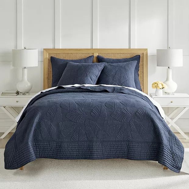 DRAPER JAMES RSVP™ Grenada Palm Navy Coverlet or Sham | Kohl's