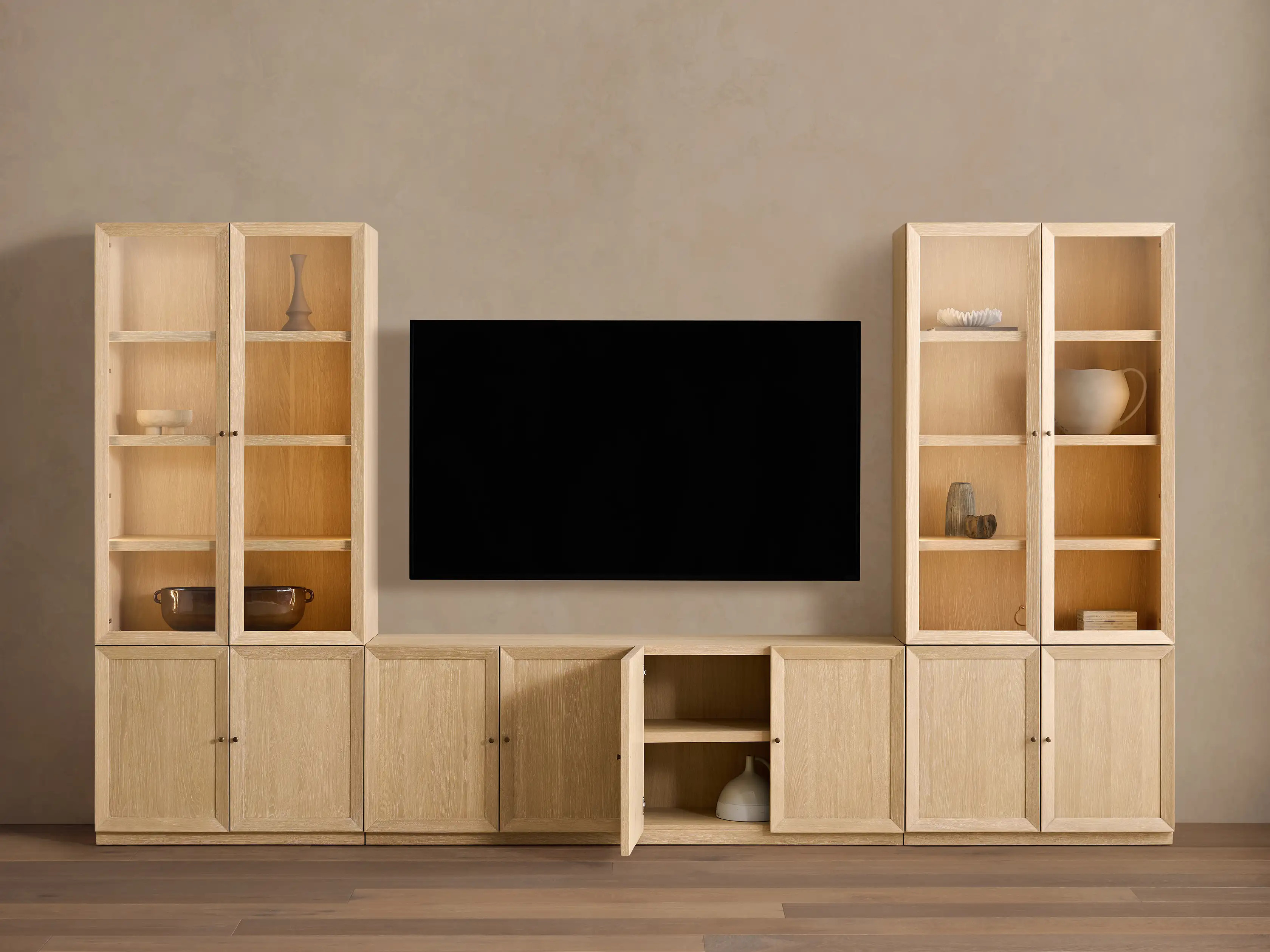 Nason Modular Glass Media Cabinet Set | Arhaus