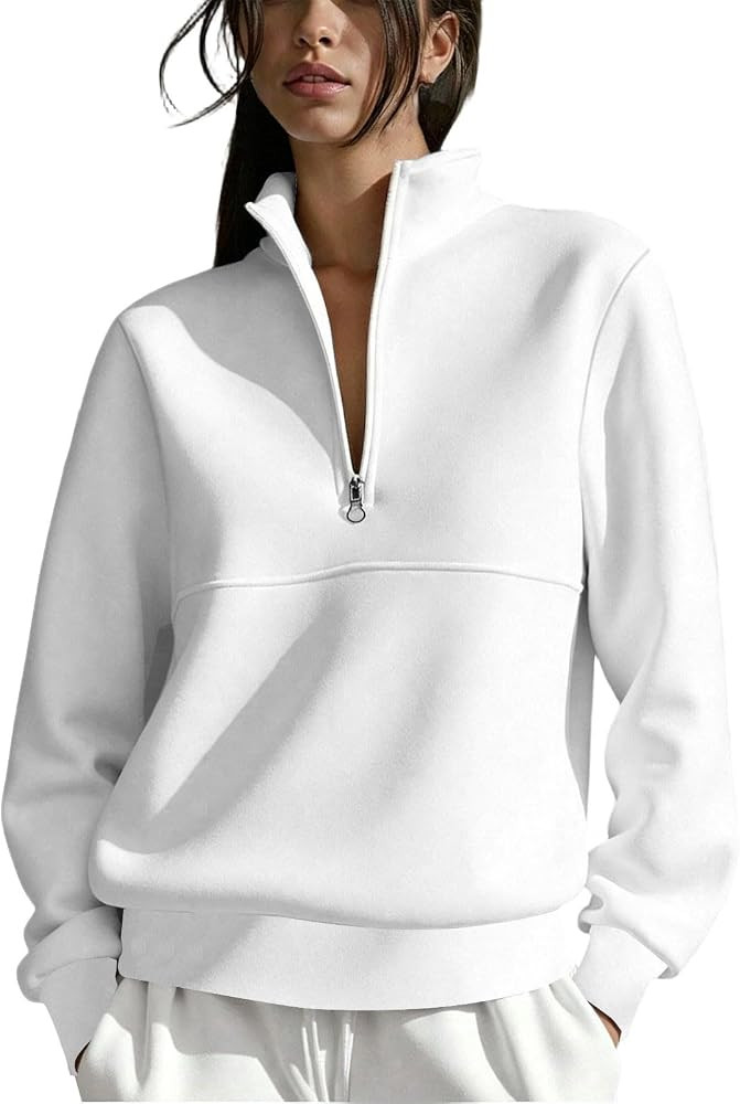 Half Zip Pullover for Women Mock Neck Long Sleeve Fleece Quarter Top | Amazon (CA)
