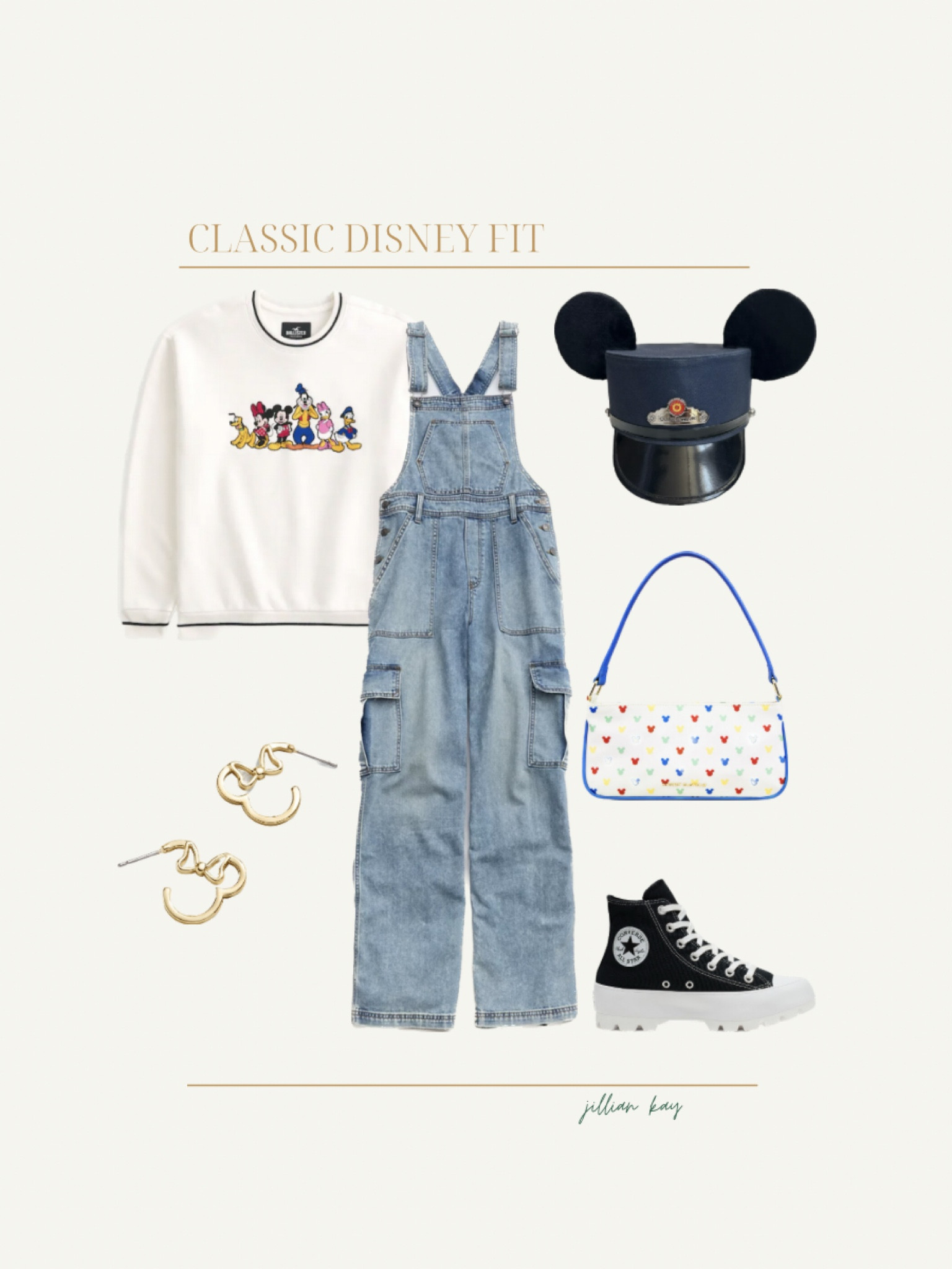 Classic Disney outfit inspo ✨🤍

Crewneck: Hollister 
Overalls: Aerie
Shoes: Converse
Conductor hat: Shop Disney (linked on eBay)
Purse: Stoney Clover Lane 
Earrings: Baublebar 

Ig: @jkyinthesky & @jillianybarra 

#disneystyle #disneyland #mickeyandfriends # stoneyclover #hollister #disneymerch #disneymerchandise #disneystreetstyle #disneyootd #disneyoutfit #disneyoutfits #disneyaesthetic #thatdisneygirl 

#LTKstyletip #LTKshoecrush #LTKfindsunder100