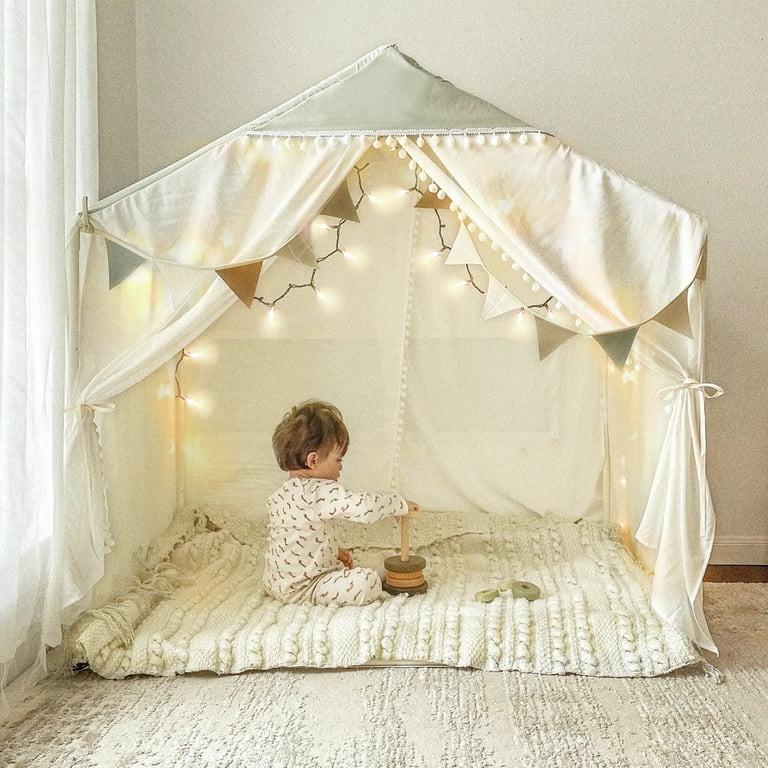 Large Kids Play Tent, Pom Pom Playhouse Tent Indoor, Play House Kids Tent Castle Tent for Girls B... | Walmart (US)