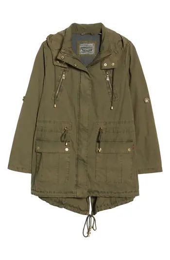 Women's Levi's Parachute Hooded Cotton Utility Jacket, Size X-Small - Green | Nordstrom