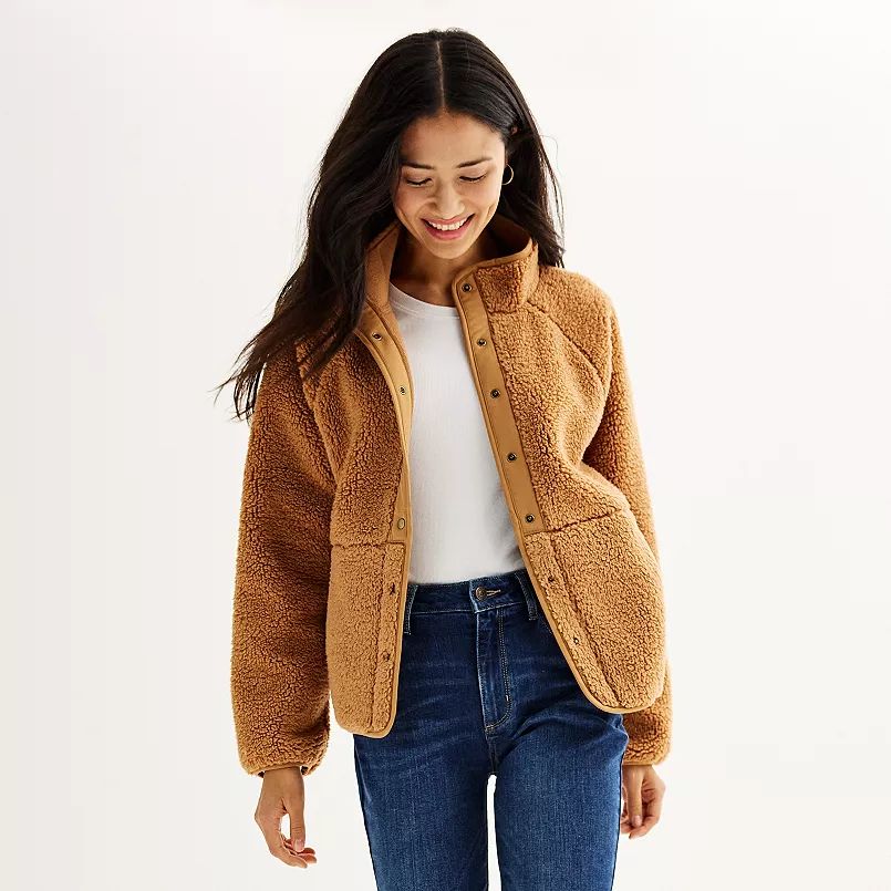 Women's Sonoma Goods For Life® Snap Through Fleece Jacket | Kohl's
