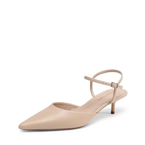 DREAM PAIRS Kitten Heels for Women Pointed Closed Toe Low Stiletto Pumps Comfortable Dress Wedding Formal Shoes,Size 7.5,Nude,SDPU26012W | Amazon (US)