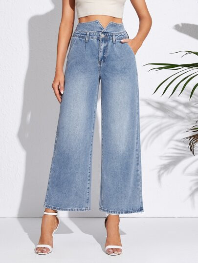 Super High Waist Wide Leg Jeans | SHEIN