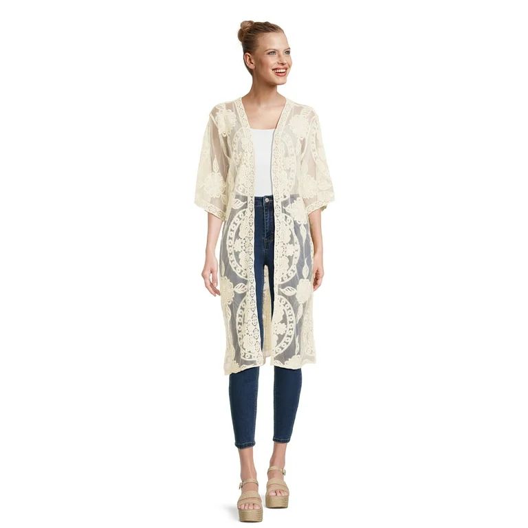 Time and Tru Women's Lace Layering Piece, L/XL, Ivory | Walmart (US)