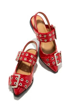 Miss Lola | Alda Red Pointed Toe Flats | MISS LOLA