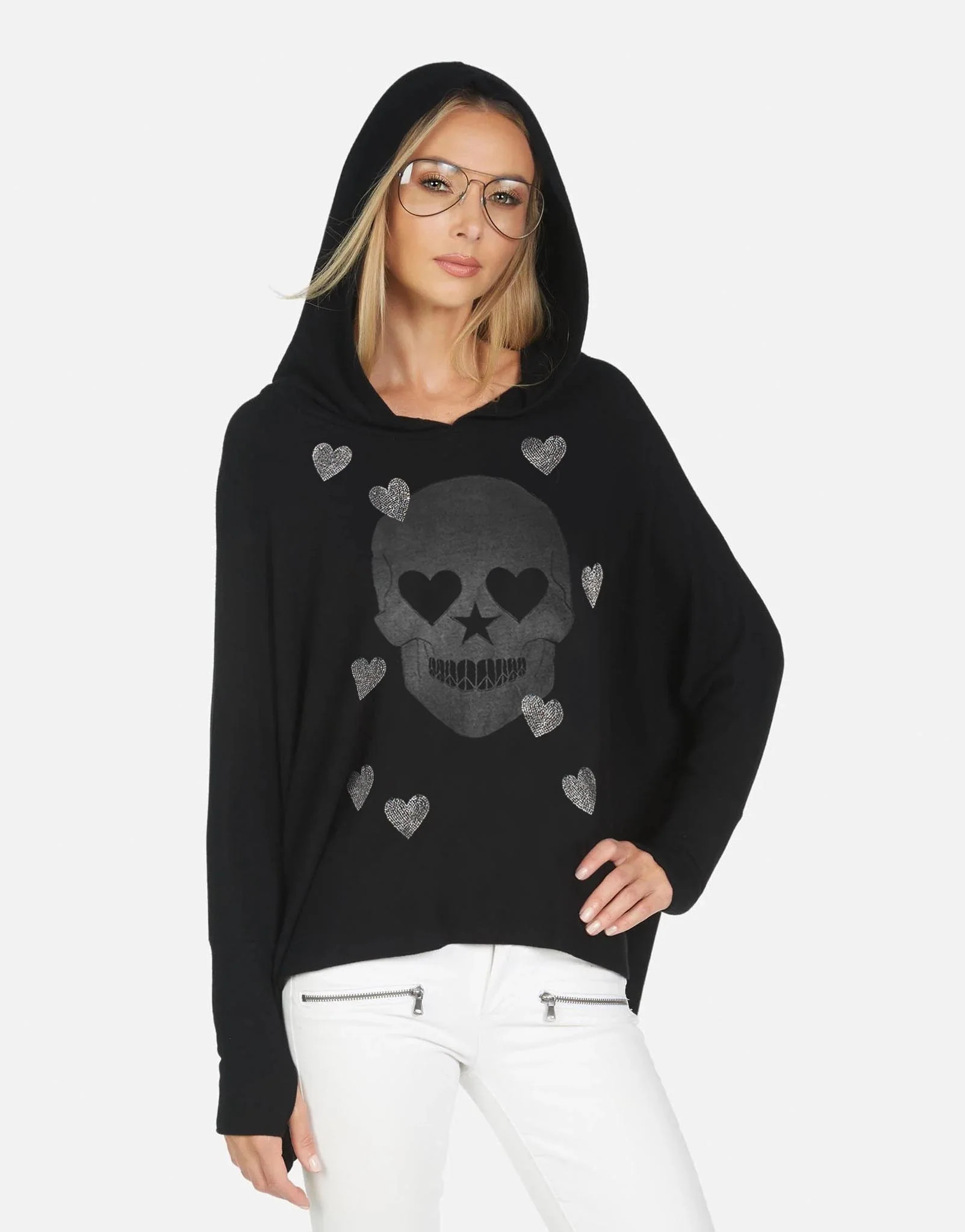 Crystal Peace Love Skull Boyfriend Hoodie | Wilma X by Lauren Moshi | Lauren Moshi