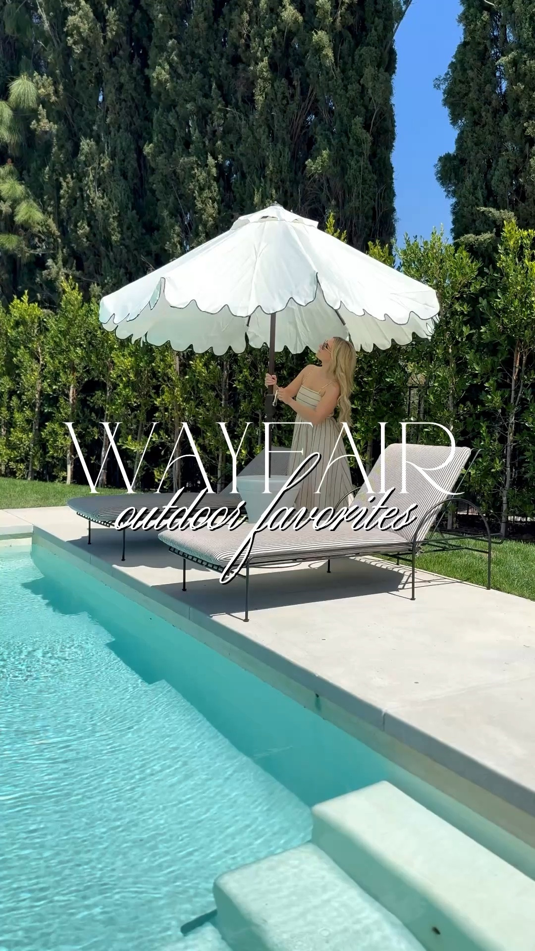 Wayfair outdoor favorites! Including our outdoor umbrella, wicker dining chairs, solar lights, outdoor lanterns, coffee and side tables, and more! #WayfairPartner #Wayfair #ad @Wayfair 

#LTKSaleAlert #LTKHome #LTKSeasonal