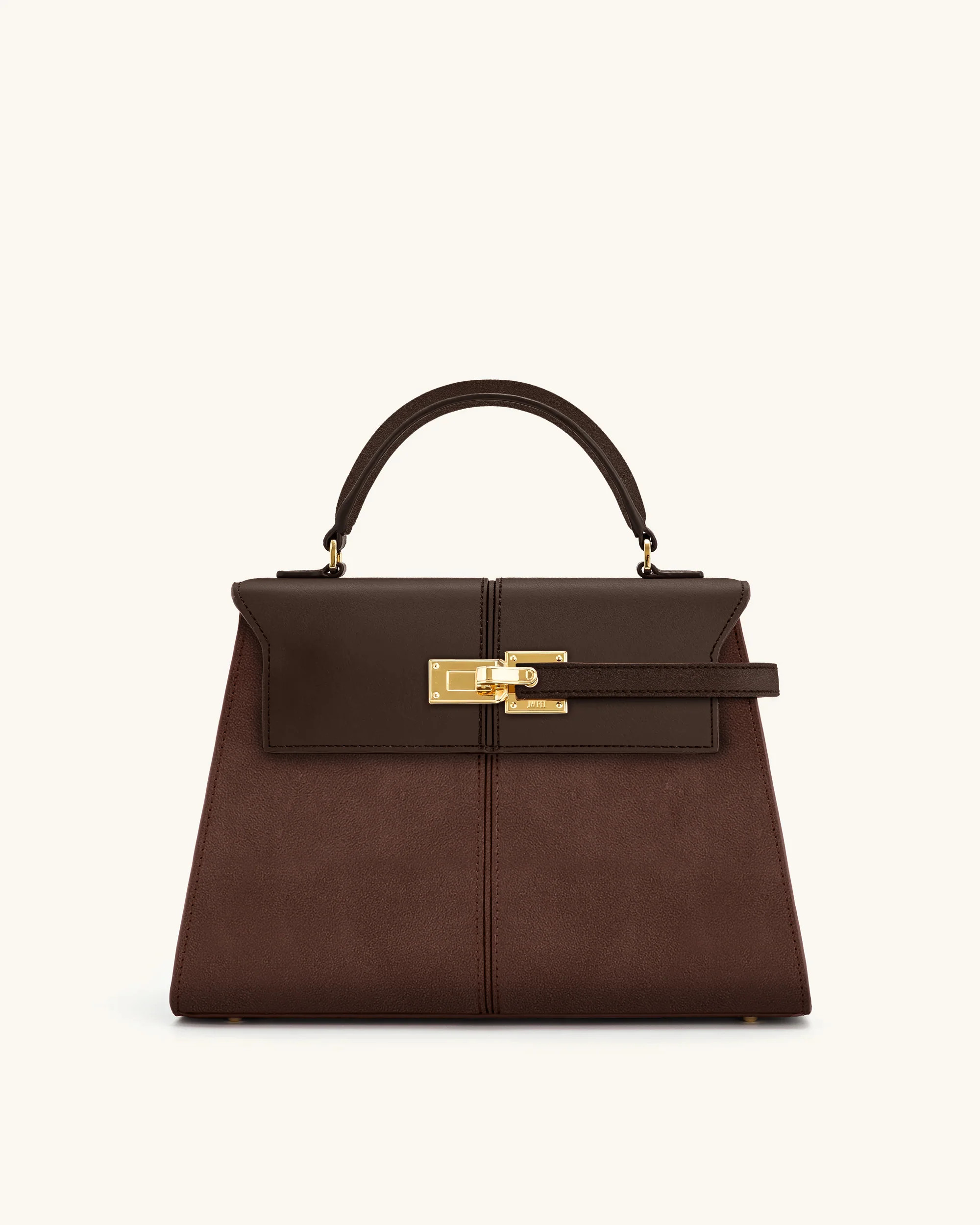 Elise Large Faux Suede Top Handle Bag - Mocha Brown | JW PEI US