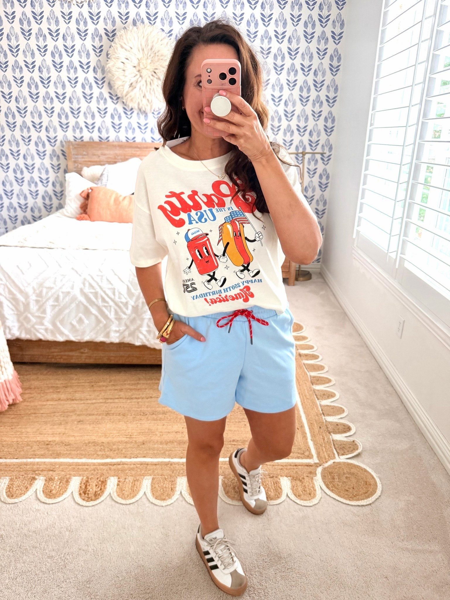 Cutest graphic tee! Wearing a small. Shorts are so comfortable. Love the length. Tts. Also has coordinating jacket 

.

#LTKootd #LTKmomlife #LTKSeasonal