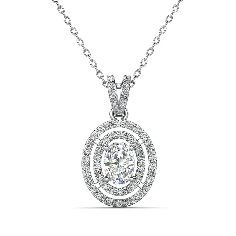Cate & Chloe Zelda 18k White Gold Plated Pendant Necklace with Simulated Diamond Crystal for Wome... | Walmart (US)