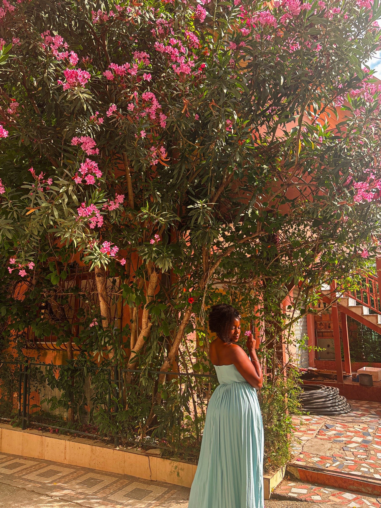Enjoying the flowers in Vlore, Albania 🇦🇱. Wearing House of CB. There’s something about chocolate skin and minty blue 🥰 vacation style, resort wear, holiday outfits 

#LTKSeasonal #LTKTravel #LTKMidsize
