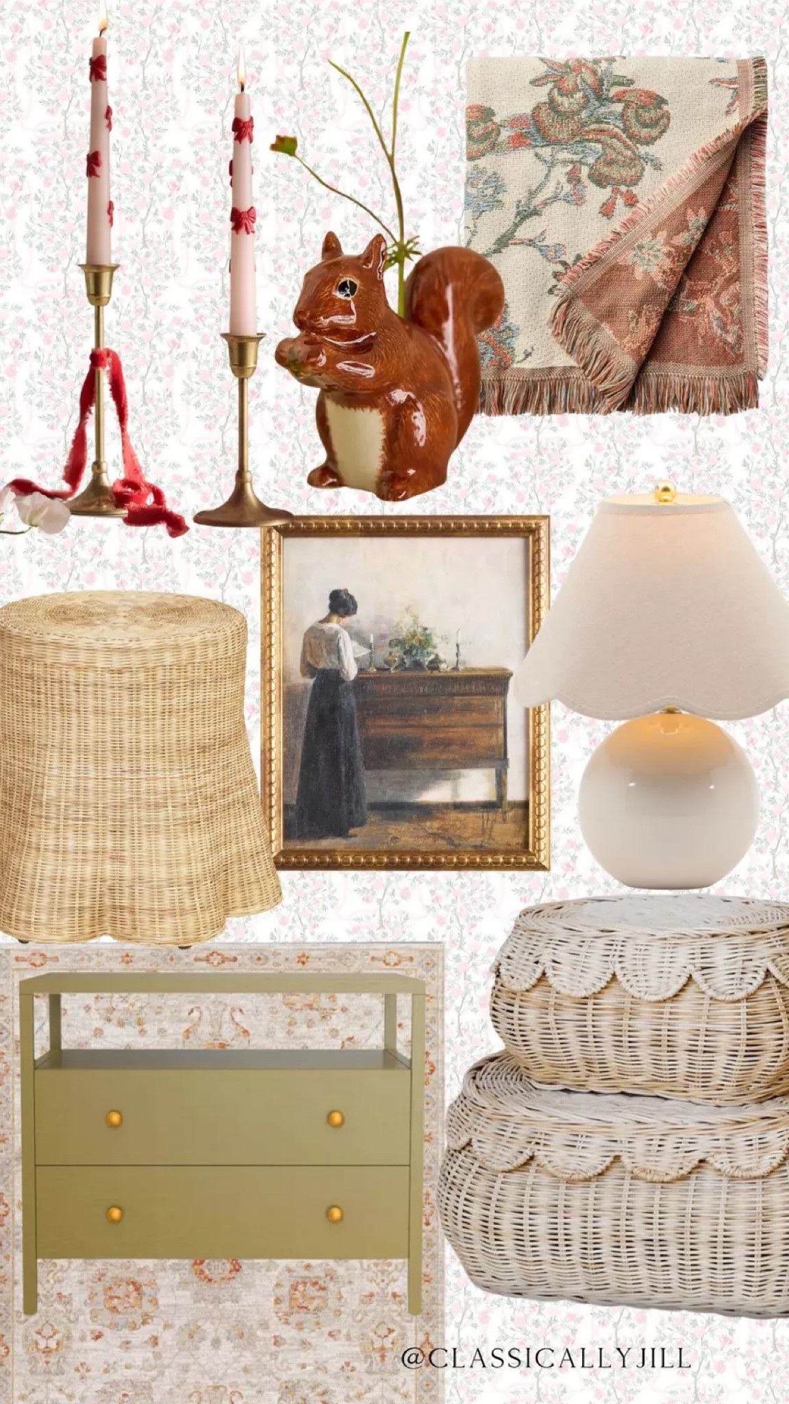 Cozy home, feminine style, home decor, classic style, scalloped, rug, lamp, rattan, wicker 

#LTKHome #LTKStyleTip