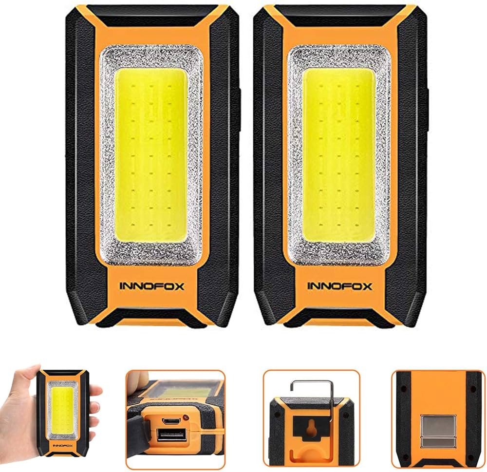 innofox 2pack LED Rechargeable Magnetic Work Light 40W 1500Lumens, Hanging Hook 3 Lighting Modes,... | Amazon (US)