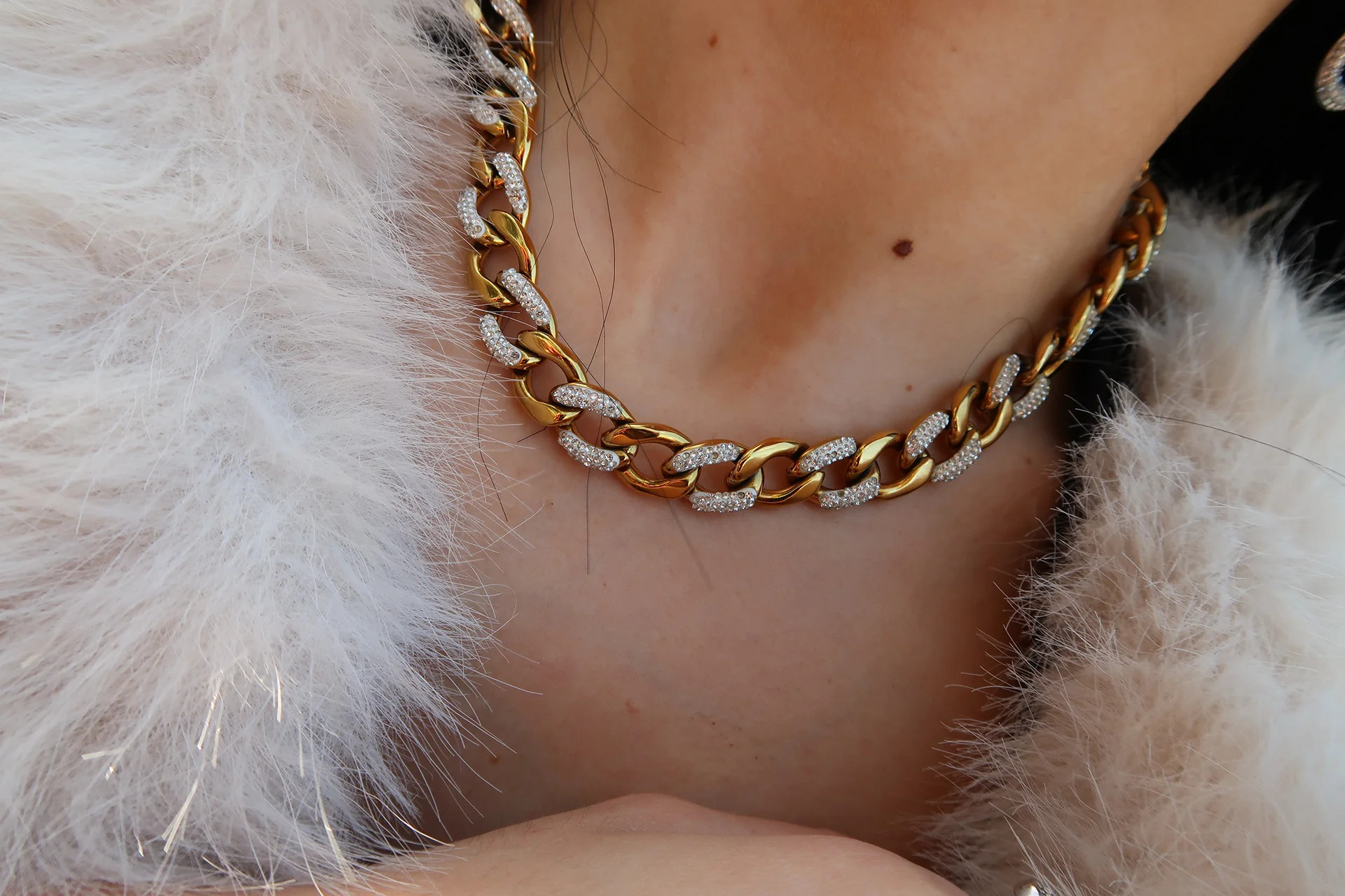 Golden Affair Crystal Cuban Link 316L Stainless Steel Crystal Link Duo | KC Chic Designs