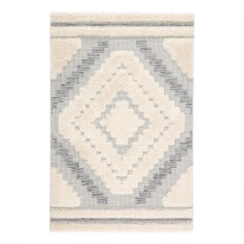 Gray and Cream Geometric Hilo Indoor Outdoor Rug | World Market