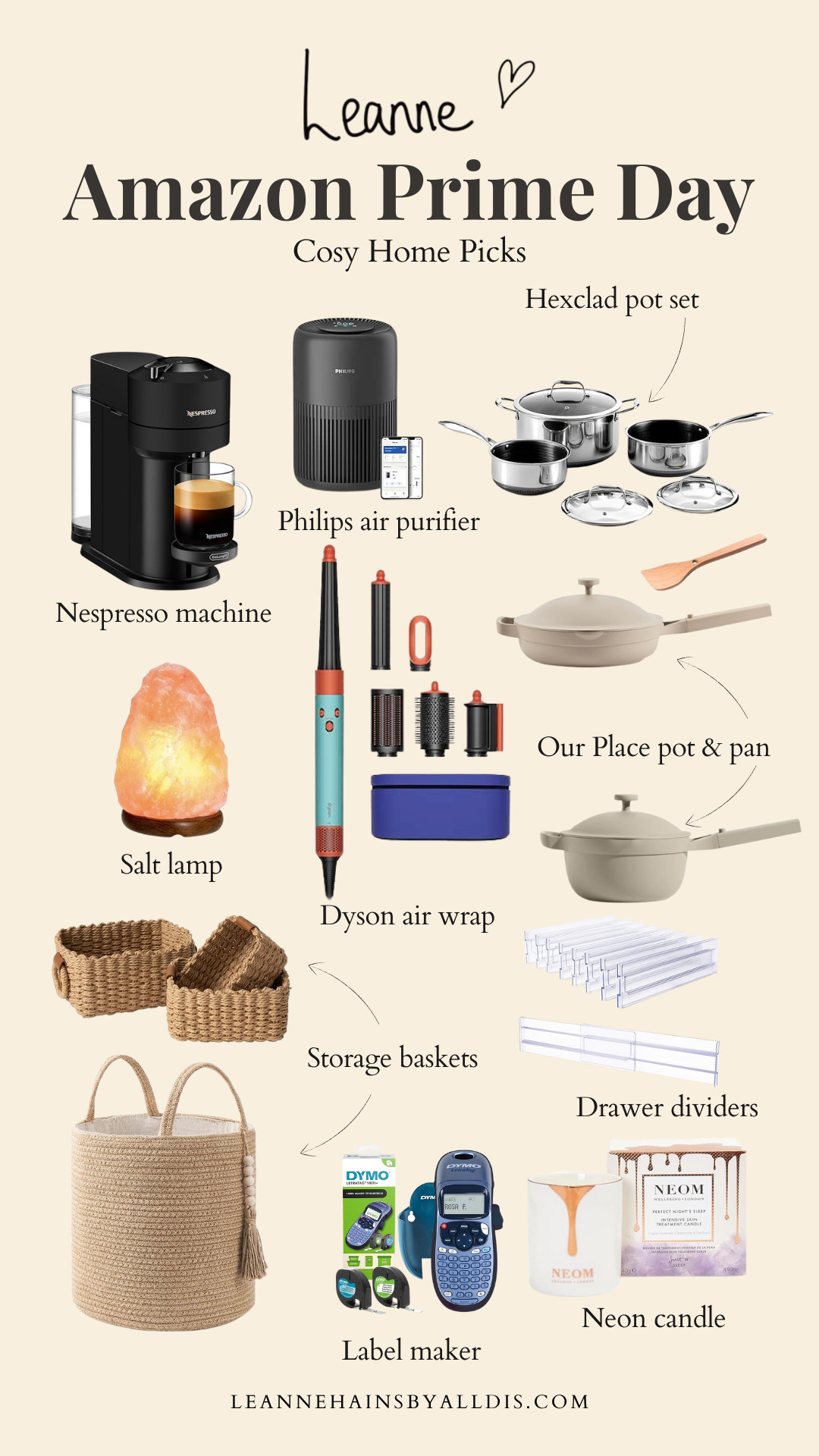 Amazon Prime Day, home products, Philips air purifier, Dyson air wrap, Our Place Always pan 2.0, Our Place Perfect Pot, Hexclad 6 piece pot set, Salt lamp, Neom candle, Nespresso coffee machine, Storage baskets, Label maker, Drawer dividers 

 #LTKxAmazon #LTKuk #LTKhome