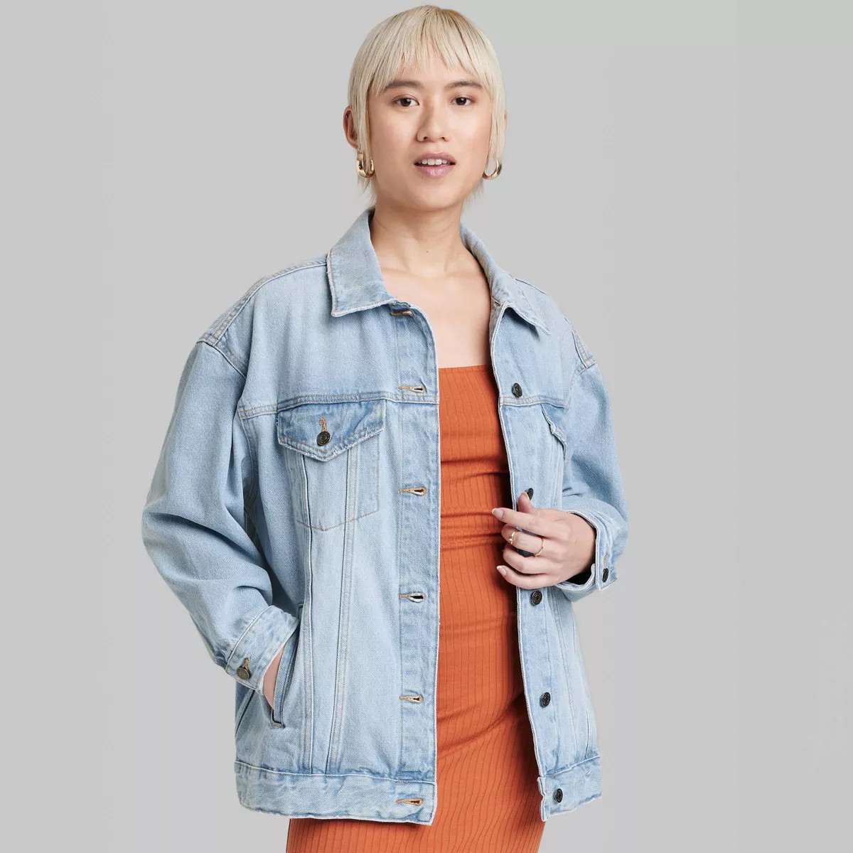 Women's Oversized Denim Trucker Jacket - Wild Fable™ | Target