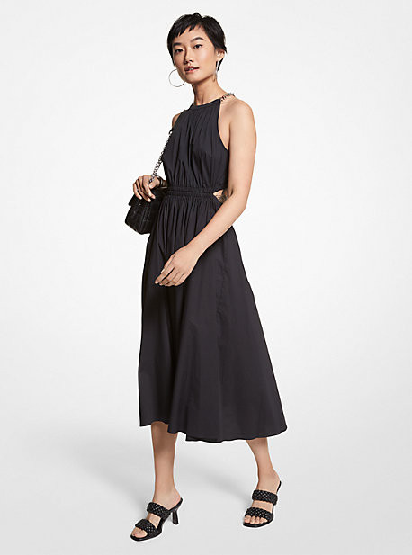 Stretch Cotton Poplin Cutout Dress | Michael Kors US