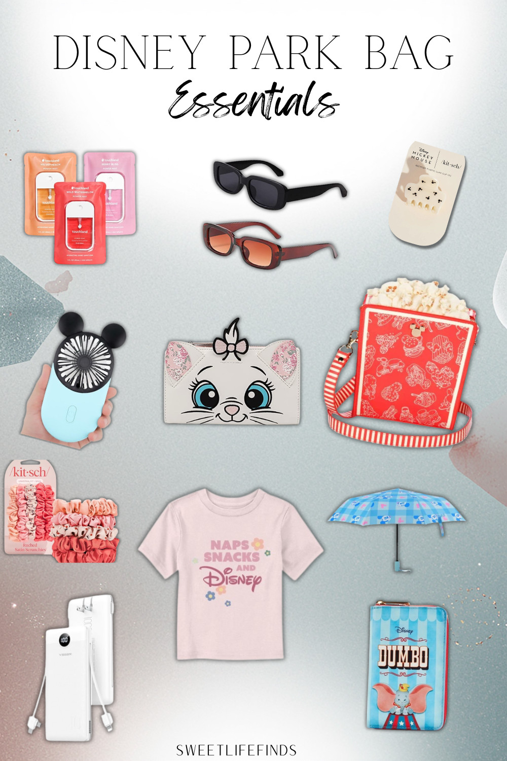 Disney park bag essentials that make a full park day feel way less chaotic — fans, sanitizer, sunglasses, hair ties, chargers, and cute little Disney extras. Perfect for keeping the things you actually need easy to grab between rides, snacks, parades, and Florida heat.
#SweetLifeByKourtney #DisneyParkBag #DisneyEssentials #AmazonFinds 

 #LTKmomlife #LTKTravel #LTKKids