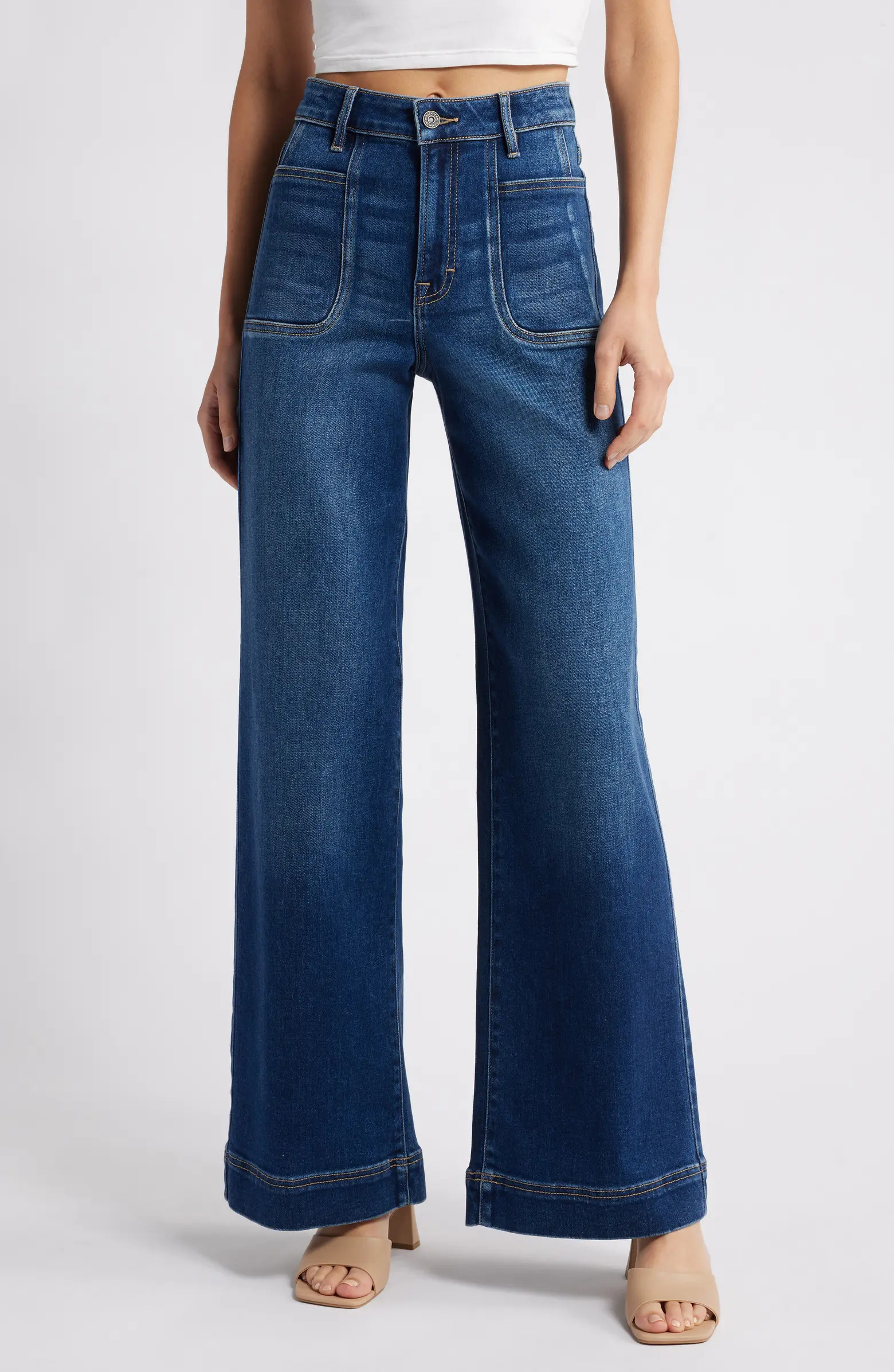 Patch Pocket High Waist Wide Leg Jeans | Nordstrom