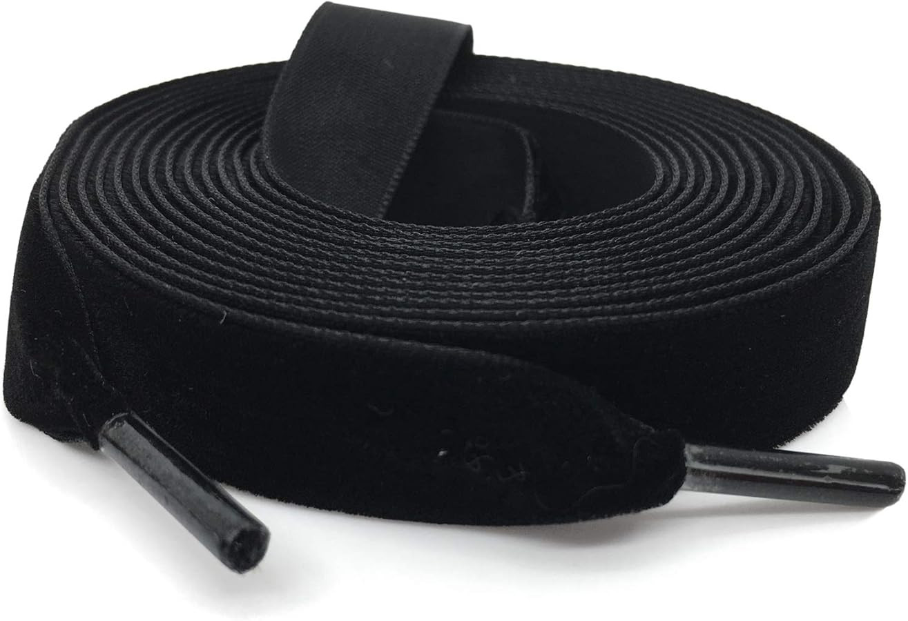 Flat Wide Velvet Shoelaces: 2 Pairs 1.6CM Single Side Velvet Laces for Women | Amazon (US)